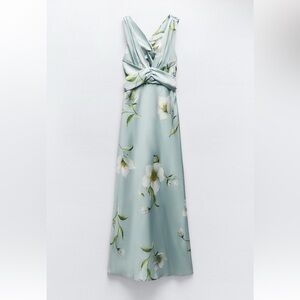 Zara Light Blue Floral Backless Dress